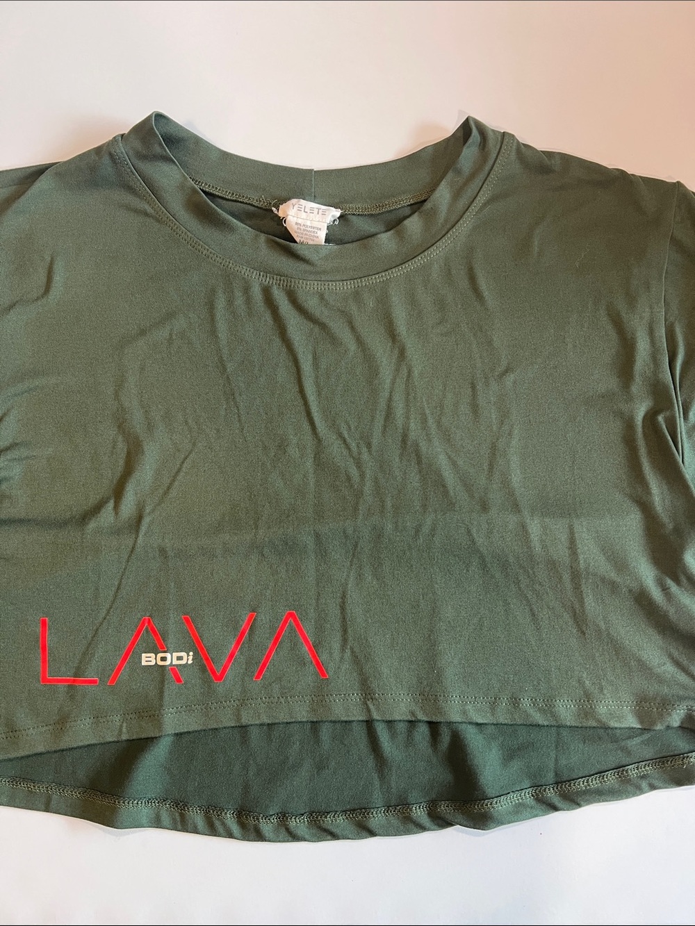 Yelete Olive Green Cropped Tee - Lava Bodi, med/large